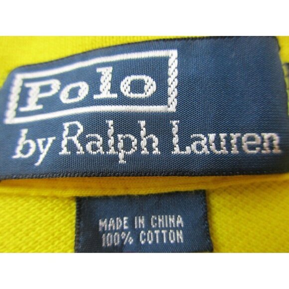 Polo‎ Ralph Lauren Polo Shirt Mens Large Yellow Striped Collared High Low Slit - Picture 4 of 10